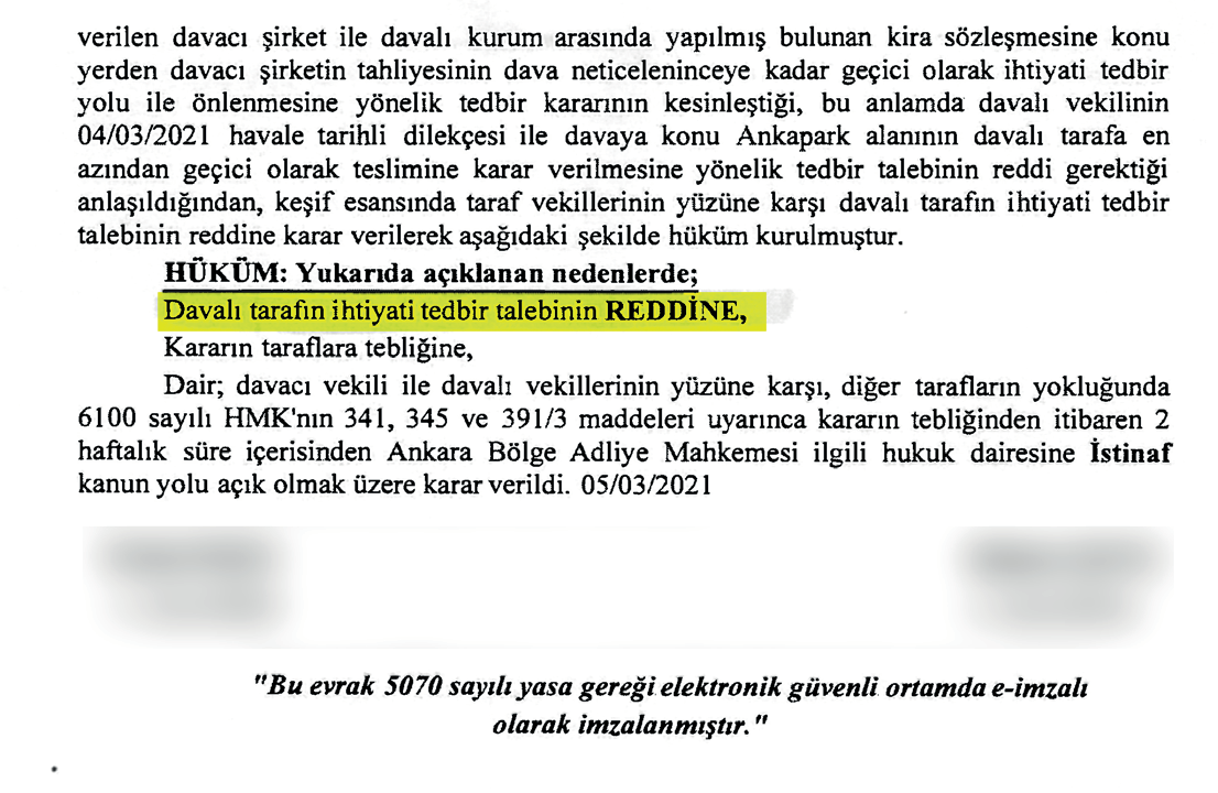 BU TALEBİMİZ MAHKEMECE REDDEDİLDİ