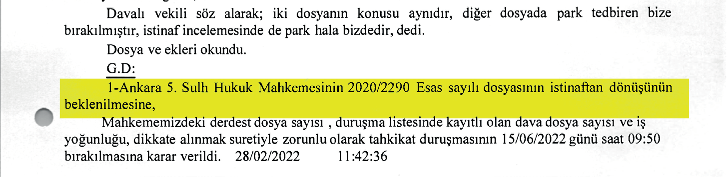 BELEDİYEMİZCE AÇILAN TAHLİYE DAVASININ BU TARİHTE GERÇEKLEŞEN DURUŞMASINDA