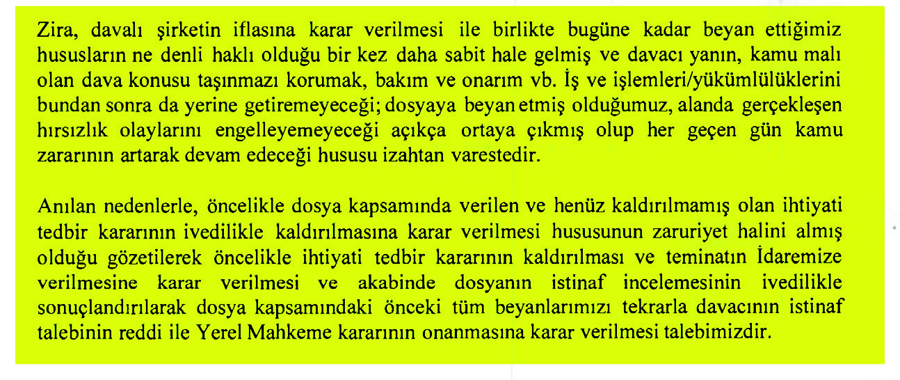 İSTİNAF MAHKEMESİNE DAVACI İŞLETMECİNİN İFLASININ İLAN